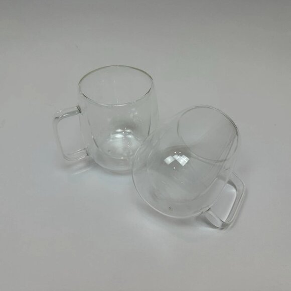 NEW 2 Williams Sonoma Double-Wall Glass Coffee Mugs - Picture 10 of 11